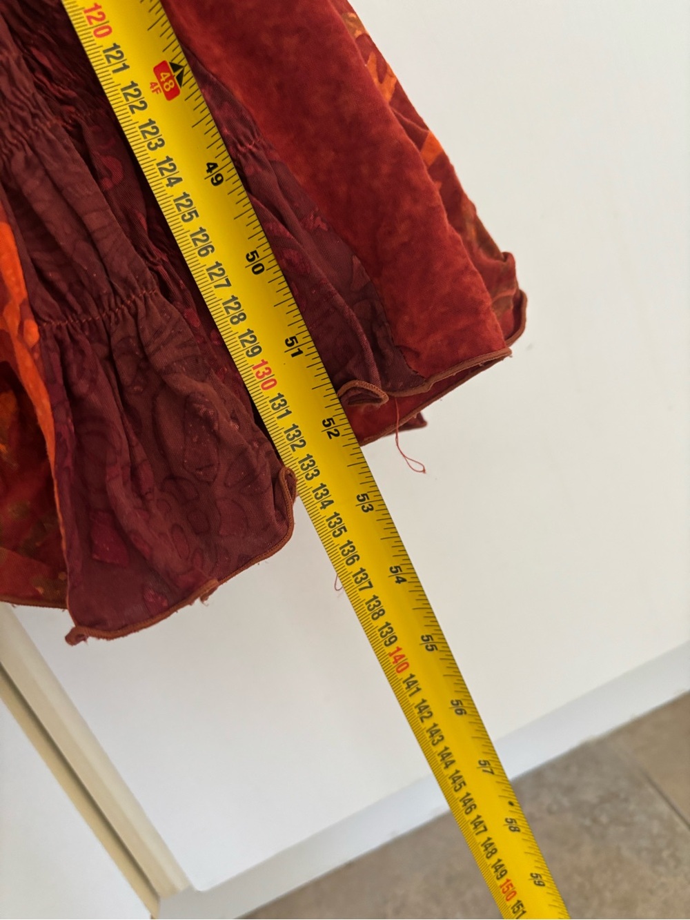 Boho Batik Print Maxi Dress Rust Orange Festival Fairy Grunge Y2K Small Godet - Picture 8 of 14